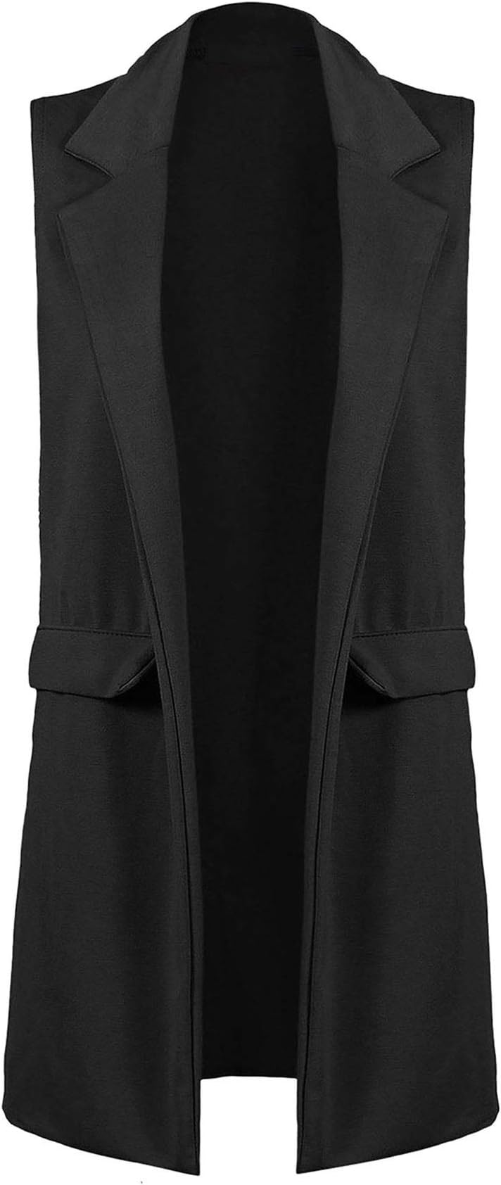 REAL LIFE FASHION LTD Women Ladies Sleeveless Long Duster Coat Waistcoat Smart Blazer