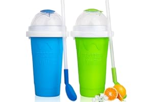 Slushy Maker Cup, Durable Slushie Maker Cup for Christmas with Cup Brush Straw and Spoon, Portable Quick Frozen Smoothies Squ
