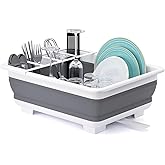 THANSTAR Collapsible Dish Drying Rack Portable Dinnerware Drainer Organizer for Kitchen RV Campers Travel Trailer Space Savin