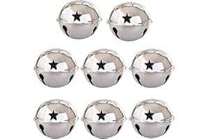 Llxieym 8 Pieces Jingle Bells Christmas Star Bells 2.56 Inches Craft Bells Ornament for Christmas DIY Decoration (Silver)