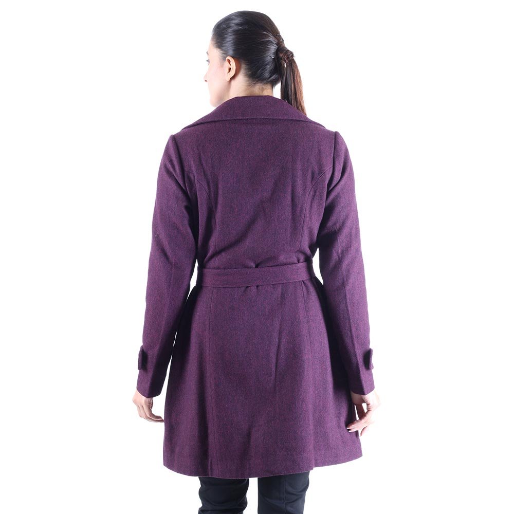 purple twill wool coat