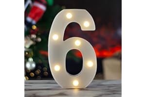 SKYPHAROS LED Marquee Numbers, 0-9 Light Up Letters, Battery Powered LED Letter Lights for Birthday Party, Christmas Night, Home, Bar, Graduation, Wedding Decoration(6)