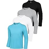 IHU 4 Pack Mens Rash Guard Swim Shirts Long Sleeve Sun Protection Shirts UPF 50+ Fishing Rashguard Dry Fit Athletic Shirt
