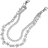 ricmaney Silver Gold Wallet keychain Pants Chain, Double Layer Thorn Metal Trouser Chain, Jeans Chains for Men Women