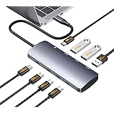 USB C Hub 10Gbps, USB C Splitter with 4K@60Hz Video Output, 100W PD Charging, Data Transfer, USB4 Multiport Dongle Adapter Extender for MacBook Pro/Air, iPad Pro, Dell, HP and More Type C Devices