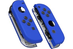 eXtremeRate Soft Touch Grip Blue Joycon Handheld Controller Housing with Full Set Buttons, DIY Replacement Shell Case for Nin