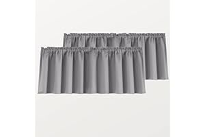Mrs.Naturall Grey Valance Curtains for Windows 36x16 Inch Length