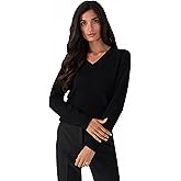Style Republic Women's 100% Cashmere V-Neck Sweater, Regular Fit, Premium Knit Jumper for Autumn and Winter, Black, Size Extra Small, XS