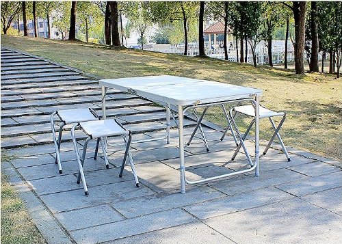 Summer Must Have! Folding Table Adjustable Height w/ 4 Chairs Camping/Trading/BBQ