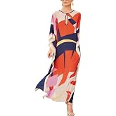 CHERRY CAT Women Plus Size Swimsuit Cover up Beachwear Long Cover-ups Kaftan Casual Caftan Dress