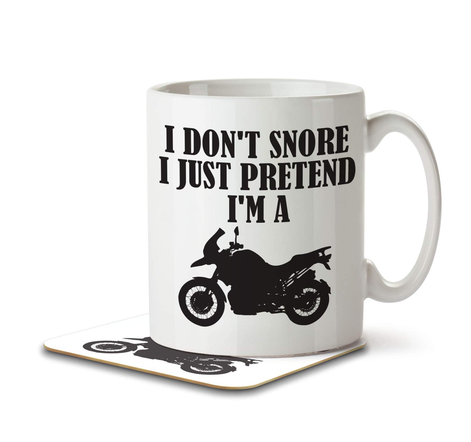 The Inky Penguin - I Don't Snore, I Just Pretend I'm a Motorbike - Snoring Mug and Coaster, Ceramic, 11fl. oz.
