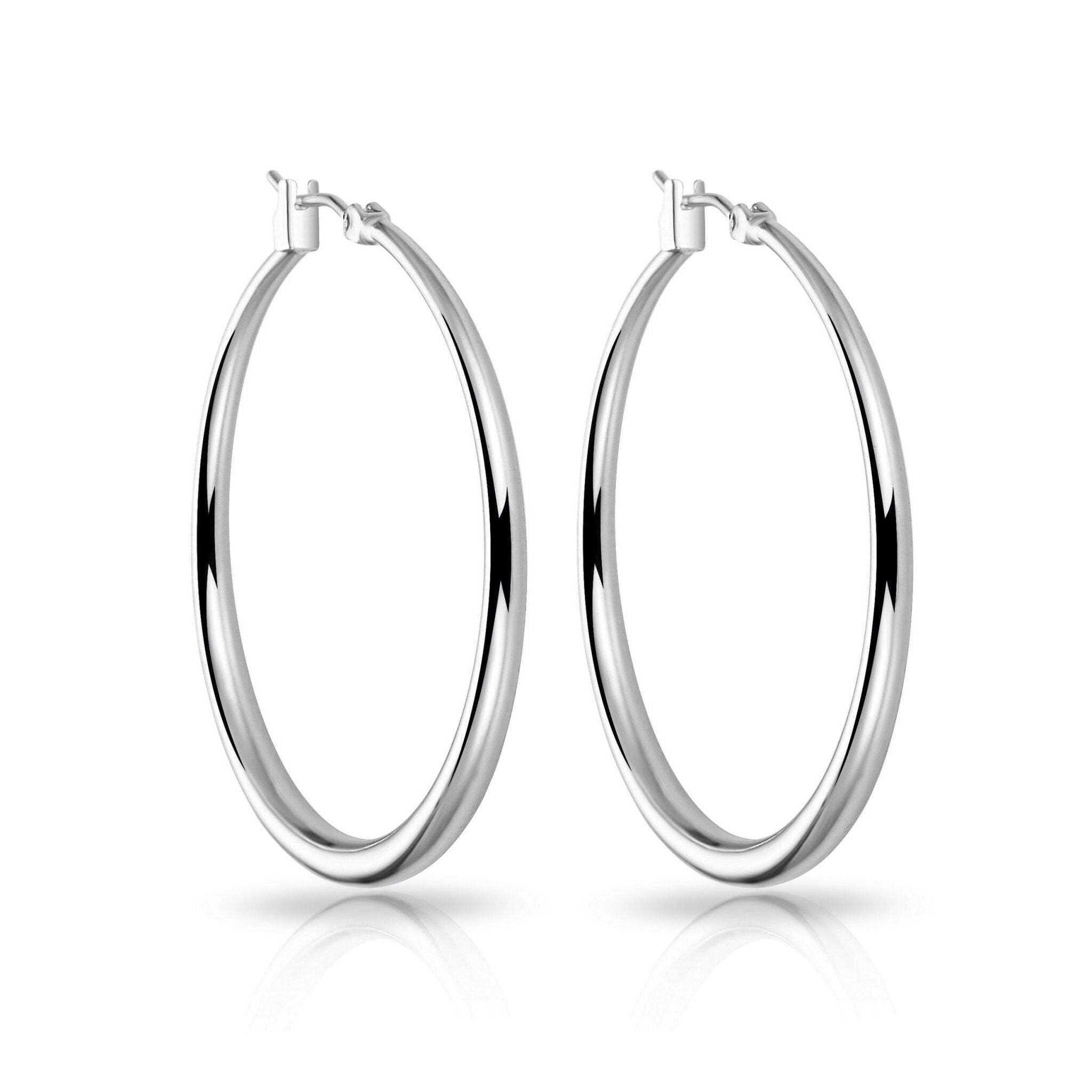 Philip Jones Silver Plated 40mm Hoop Earrings