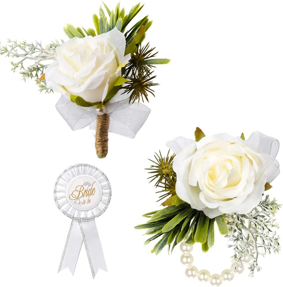 Ansteckblume Für Handgelenk & Boutonniere - Seiden Rose Für Hochzeit & Ball | Elegantes Accessoire In Weiß