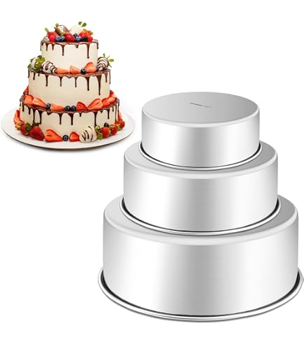 TeamFar 3-Piece Round Cake Pan Set – 4, 6, 8 & 9.5 Inch Stainless Steel Baking Molds