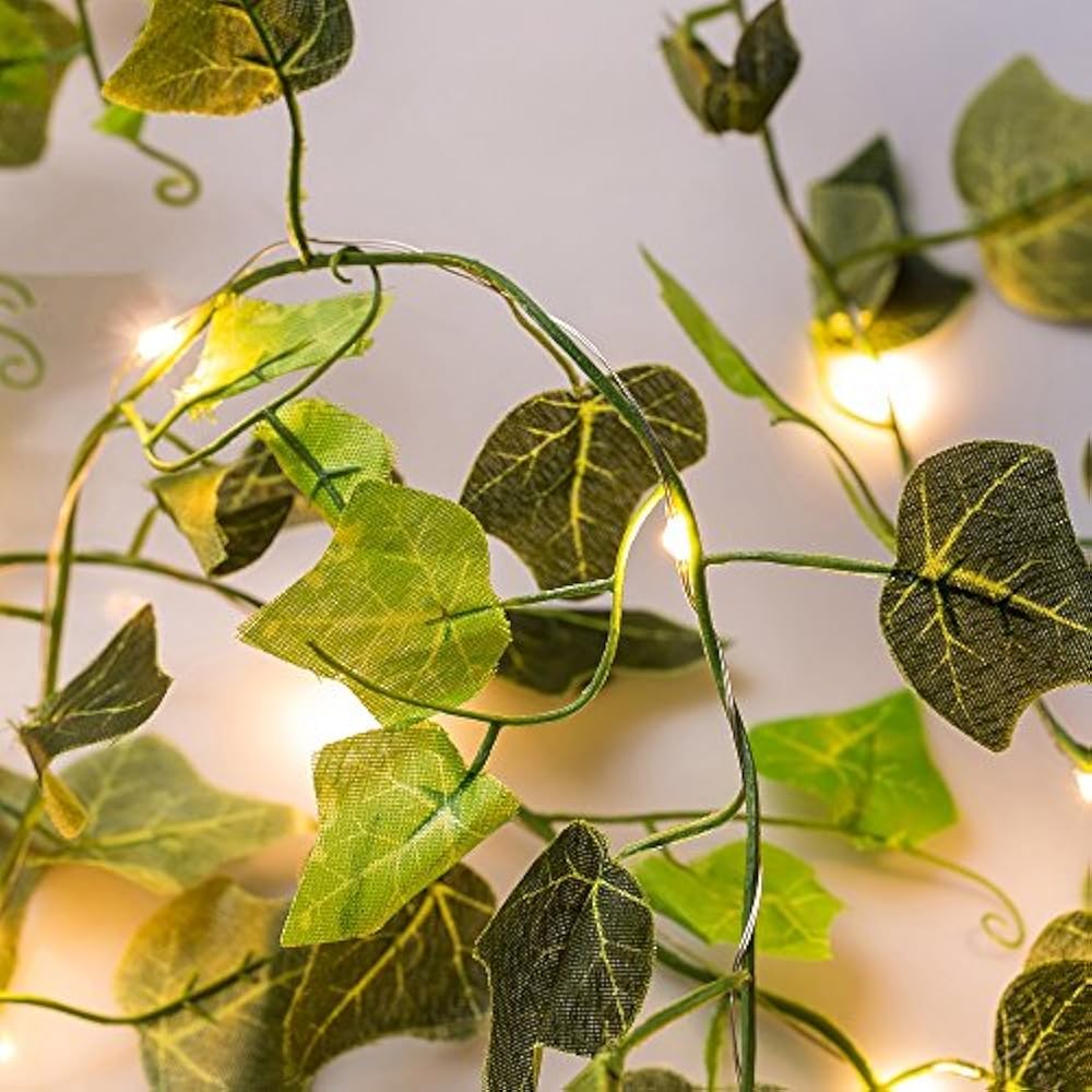Ivy Green String Lights Leaf Garland Vine Fairy 6.5ft 20 LED Flexible