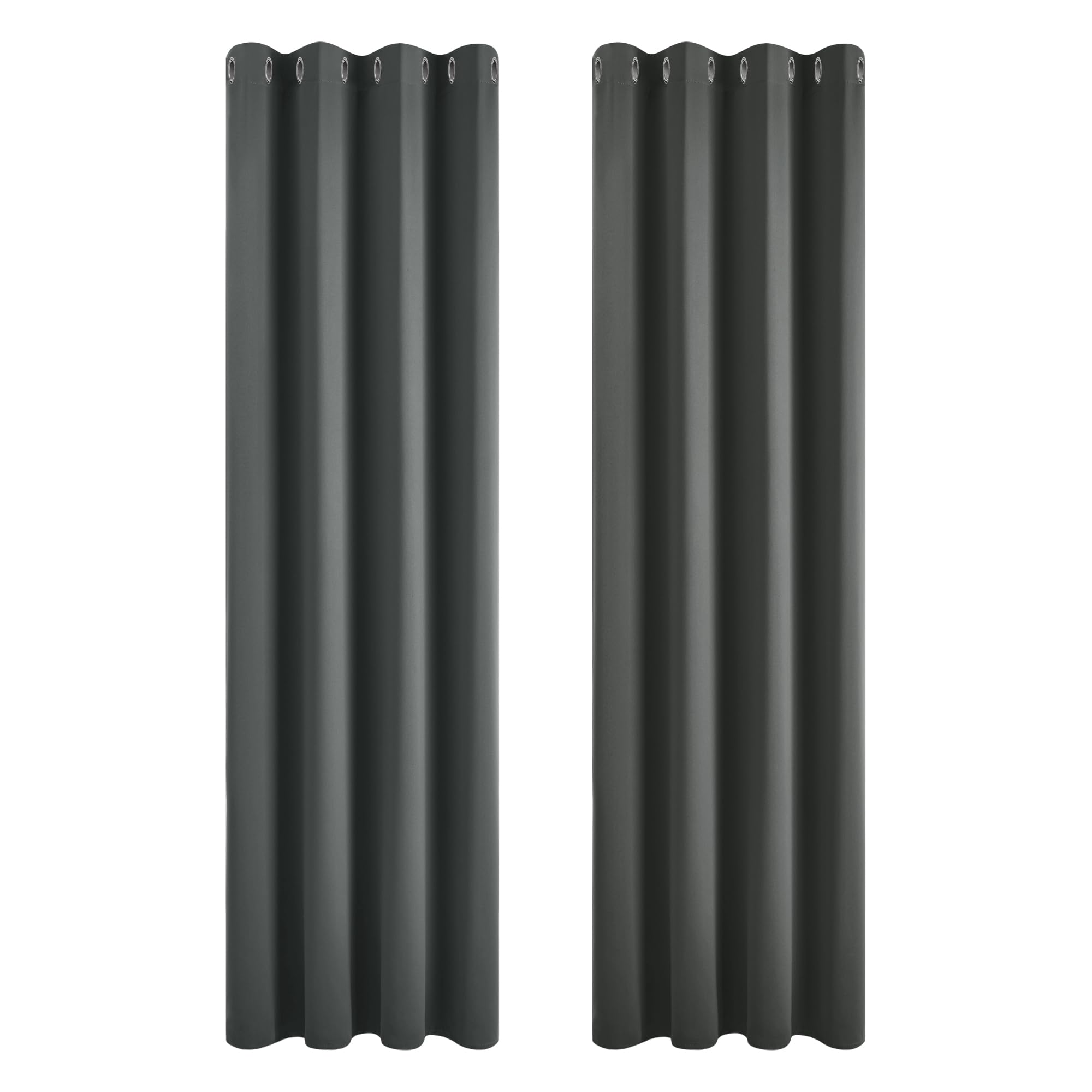 Deconovo Curtains 90 Drop Super Soft Thermal Insulated Curtains for Living Room Eyelet Blackout Curtains 46 x 90 Drop Inch Dark Grey 2 Panels