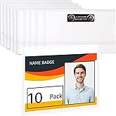 AOMAG® Magnetic Name Badge Holders, 2.76-inch x 3.5-inch Horizontal Tag for Conventions, Exhibitors, Events - Pack of 10, Clear