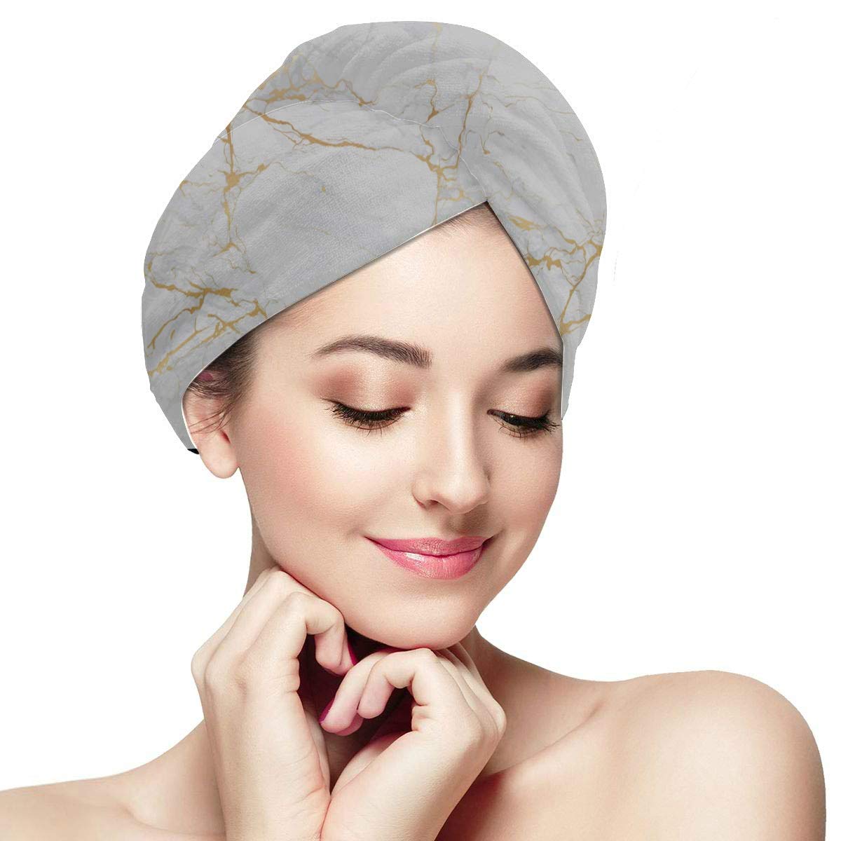 Amazon Com Marble White And Tile Ceramic Girl Towel Hair Wrap