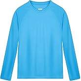 Poekuao Boys Rash Guard Long Sleeve UPF 50+ Kids Swim Shirts Youth Quick Dry Sun Water Shirt for Fishing