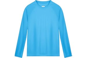 Poekuao Boys Rash Guard Long Sleeve UPF 50+ Kids Swim Shirts Youth Quick Dry Sun Water Shirt for Fishing