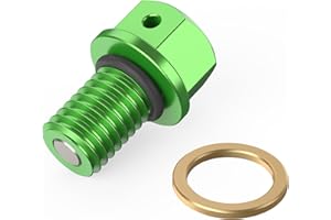 Green M10 x 1.5 Magnetic Oil Drain Plug Bolt Compatible with Kawasaki KX/KLX/KDX 60/65/85/100/125 KLX250/300R KDX80/250/220/1