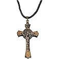 Catholica Shop Saint Benedict Medal Wood Crucifix Cord Necklace for Men & Women – Handcrafted Religious Pendant, Healing, Travel Protection, Perfect for Gifting on Special Occasions, Made in Brazil