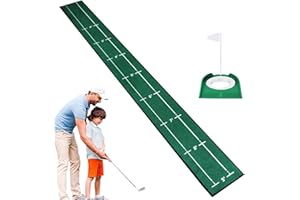 GEARUP Putting Green Golf Mat with Putting Green Cup and Flag Anti-Slip Golf Putting Mat Home Training Matt for Indoor/Outdoor(11Inx110In)