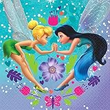 Disney Tinkerbell Printed Luncheon Napkins Birthday Party Tableware (16 Pack), Blue/Purple, 6.5