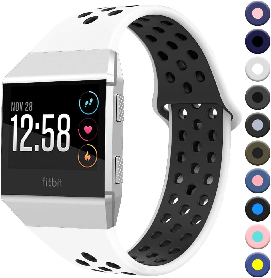 Sunnywoo Bands Compatible with Fitbit Ionic, Soft Silicone Breathable Replacement Wristband Compatible with Fitbit Ionic Smart Watch for Women Men