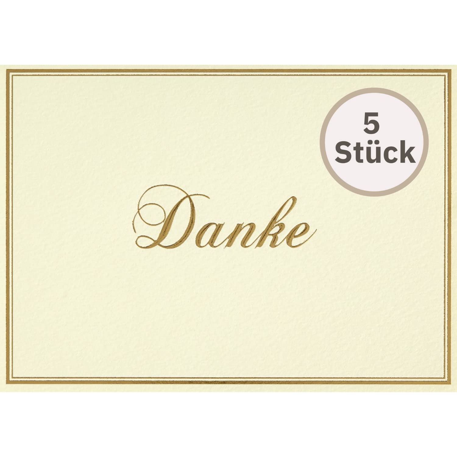 Perleberg - General Greeting Card Thank You in Premium Quality - high-Quality Thank You Card in Pack of 5 Including Envelope in Cream - Stylish Greeting Cards 10.5 x 14.5 cm