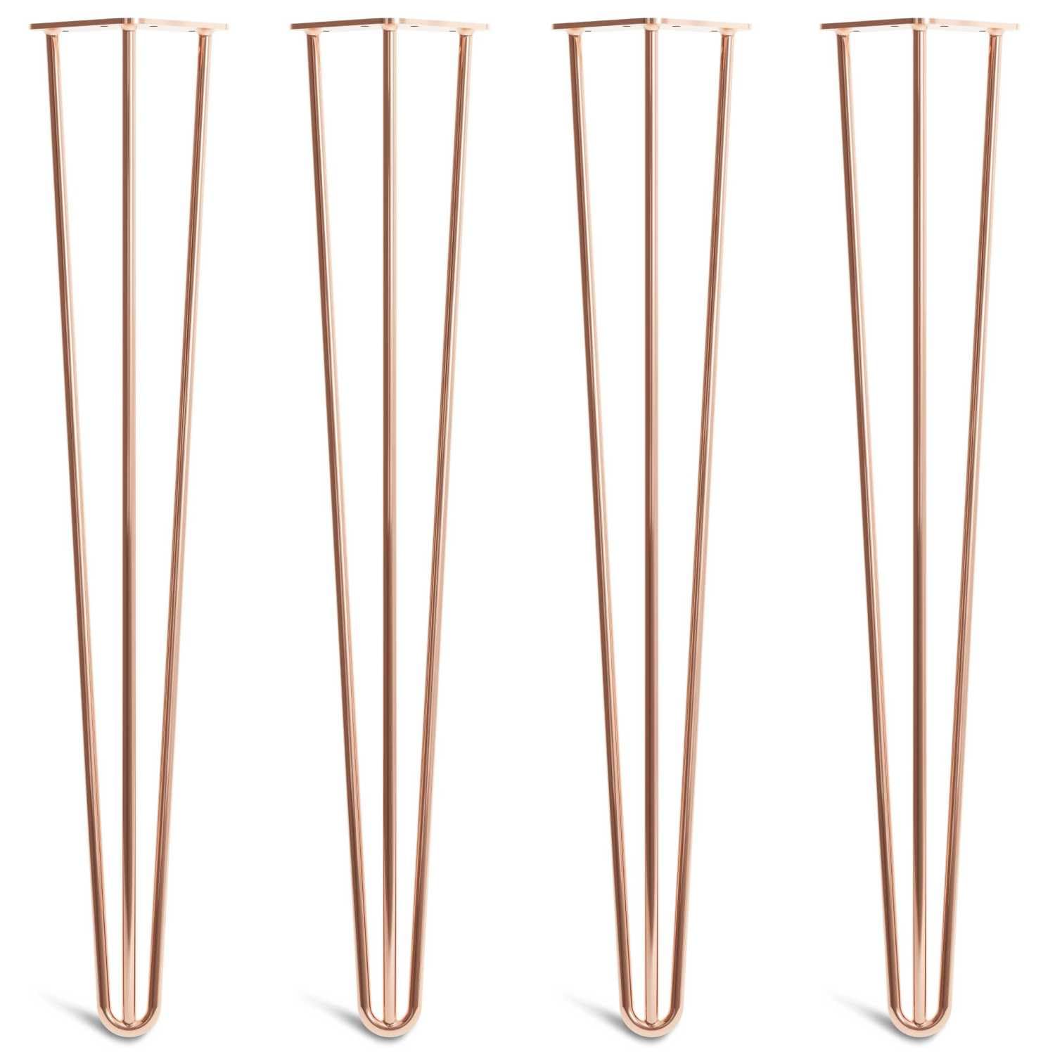 [HLC] 4 x Hairpin Table Legs – Superior Double Weld Steel Construction With Screws, Build Guide & Protector Feet Worth £8 Included! – 10mm Steel [28"/71cm,Copper]