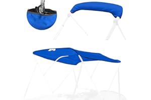 Caminor 3 Bow Bimini Top Replacement Canvas with Light Hole and Storage Boot, 900D Heavy Duty Waterproof Bimini Top Canvas Only Without Frame, 6'L 67"-72" W Blue