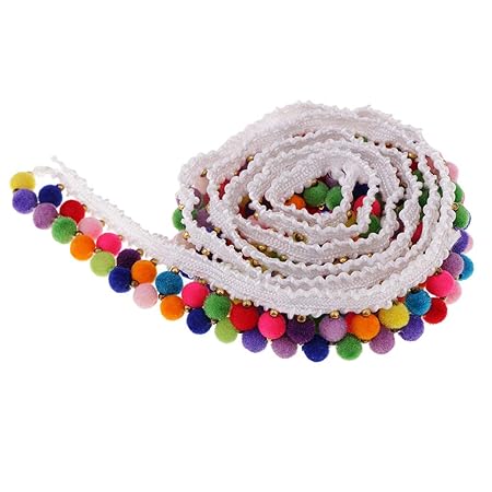 B Baosity 1 Yard 20mm Pomponborte Bommelborte Pomponband Pompoms Band Dekoband zum Nähen Basteln Kleidung Deko - Weiß, 1 Yard