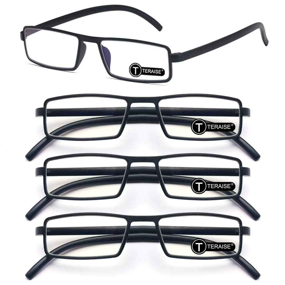 TERAISE Reading Glasses for Men,4-Pack Ultralight Blue Light Blocking Reader Glasses Women with TR90 Frame,Cheater Glasses for Small Face,Clear Vision&Anti Eyestrain(Black-1.5X)