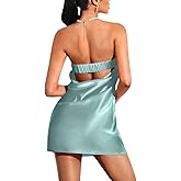 Floerns Women's Cut Out Back Strapless Satin Tube Bodycon Mini Dress
