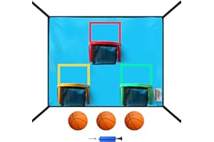 JUMP TASTIC TRAMPOLINE Trampoline Basketball Hoop with 3 Hoops and 3 Balls, Lightweight Basketball Hoop for Trampoline, Easy to Install with Universal Attachment
