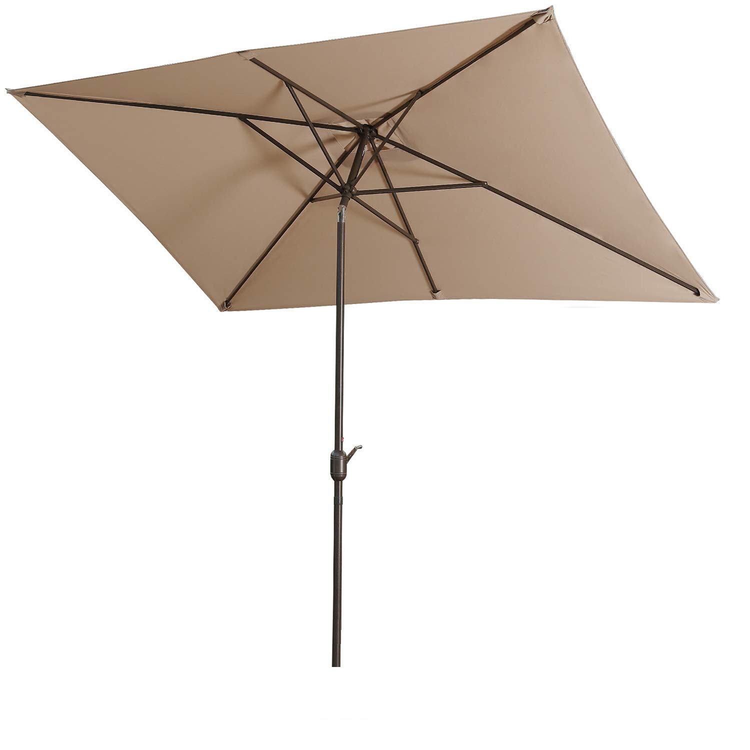 Aok Garden Outdoor Market Umbrella 10x6 5 Feet Square Patio Umbrella With Push Button Tilt And Crank Lift Ventilation 6 Sturdy Ribs Non Fading Sunshade Taupe Color Buy Online In Gambia Aok Garden Products In