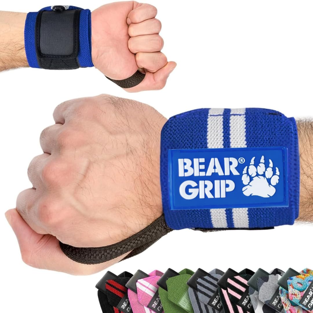 BEAR GRIP - Weight lifting wrist support wraps (Sold in pairs) (ROYALBLUE)