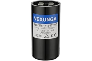 VEXUNGA 189-227 uF MFD 110-125 VAC 50/60 Hz Round Motor Start Capacitor CD60 Single Phase Capacitors for AC Motors Starting or Pool Pump or Well Pump