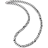 COOLSTEELANDBEYOND Matt Two-Tone Silver Black Curb Chain Byzantine Chain Mens Stainless Steel Necklace, Biker Hip Hop