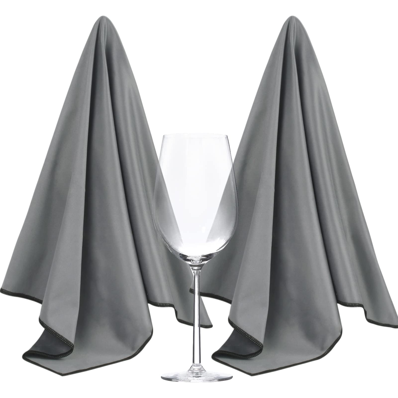 SINLAND Microfiber Glass Polishing Cloths Large Size Thick Lint -Free Drying Towels for Wine Glasses Stemware Dishes Stainless Appliances 20 Inch X 25 Inch Pack of 2 Dark Grey โ image 1