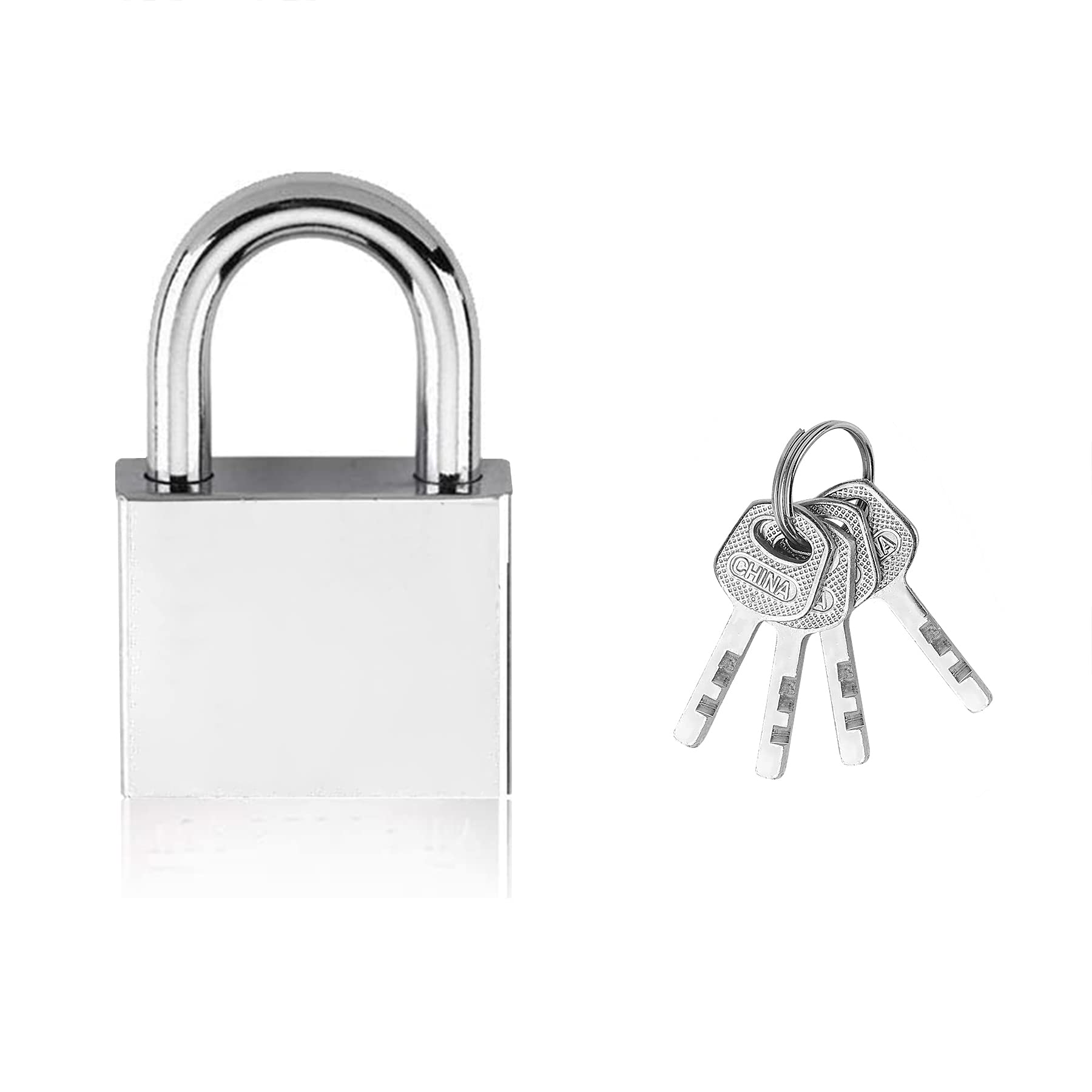 Xingrun Padlock 40 mm with 4 Keys, Locks with Keys, Padlock for Locker, Shed, Garages, Fences, Garden, Silvery