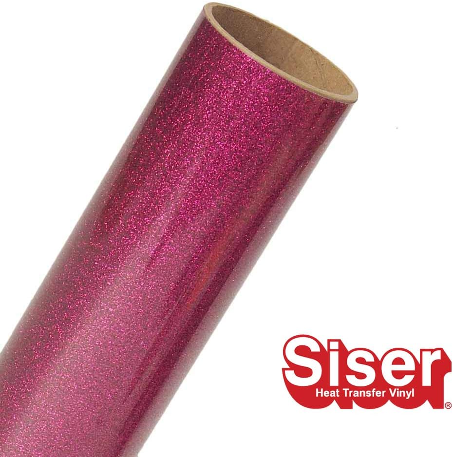 Siser Glitter HTV 20" x 3ft Roll - Iron on Heat Transfer Vinyl (Hot Pink)