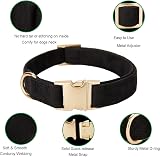 YUDOTE Ultra-soft Cotton Corduroy Dog Collar Large Black view 4