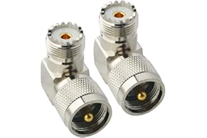 Boobrie UHF Coax Connector Right Angle Male PL259 to Female SO239 90 Degree L Shape Low Loss RF Antenna Adapter Pack of 2