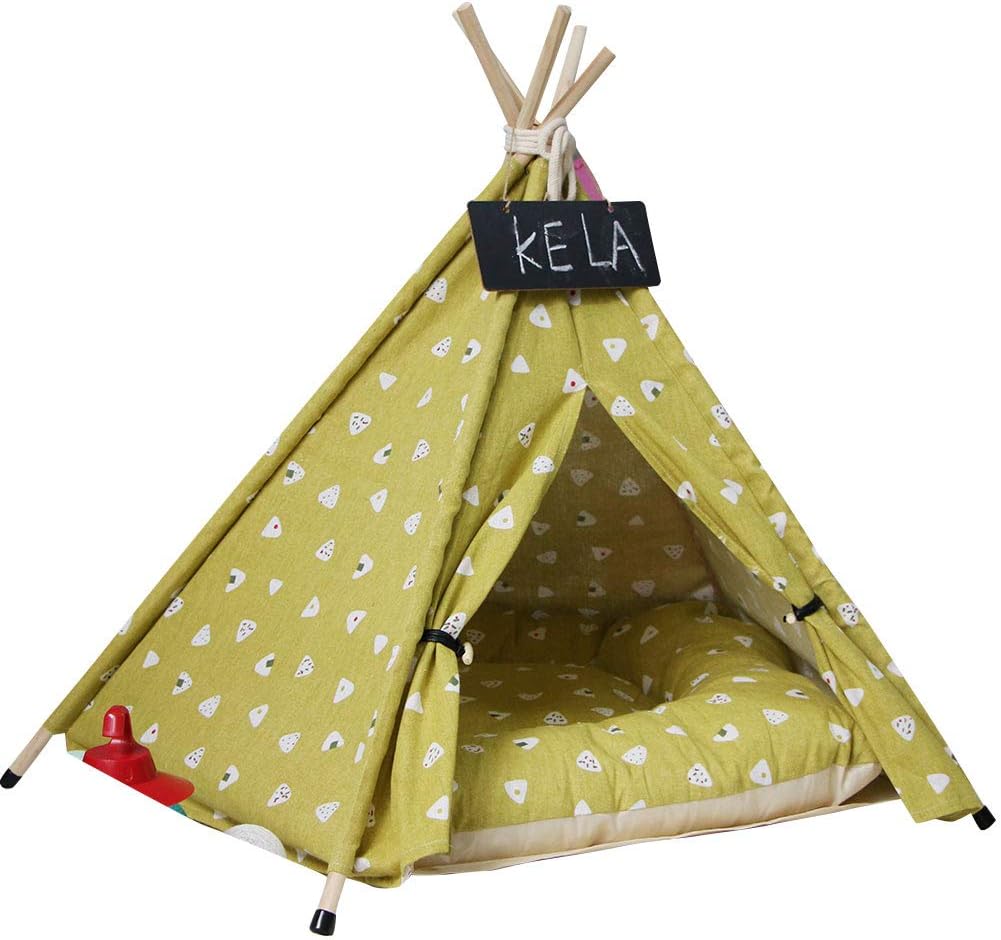 jtxqy Pet Teepee Dog Cats Rabbits Bed Canvas Portable Pet Tents Houses with Cushion
