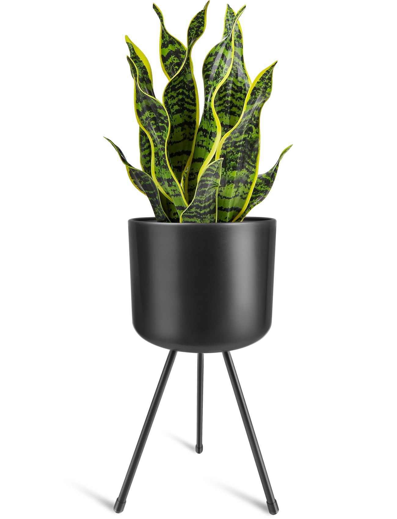 Photo 1 of magarz Mid-Century Metal Flowerpot with Stands, Black Stylish Modern Floor-Standing Flowerpot,Suitable for Orchid, Aloe Indoor Outdoor Decoration 8.5'' Wide 18'' high