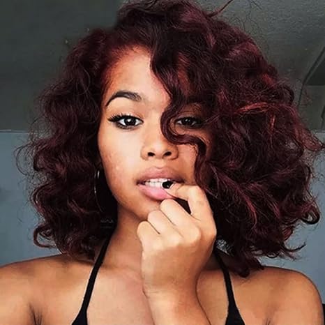 8 Inch Short Bob Wave 99j Wine Red Spring Curly Hair Burgundy