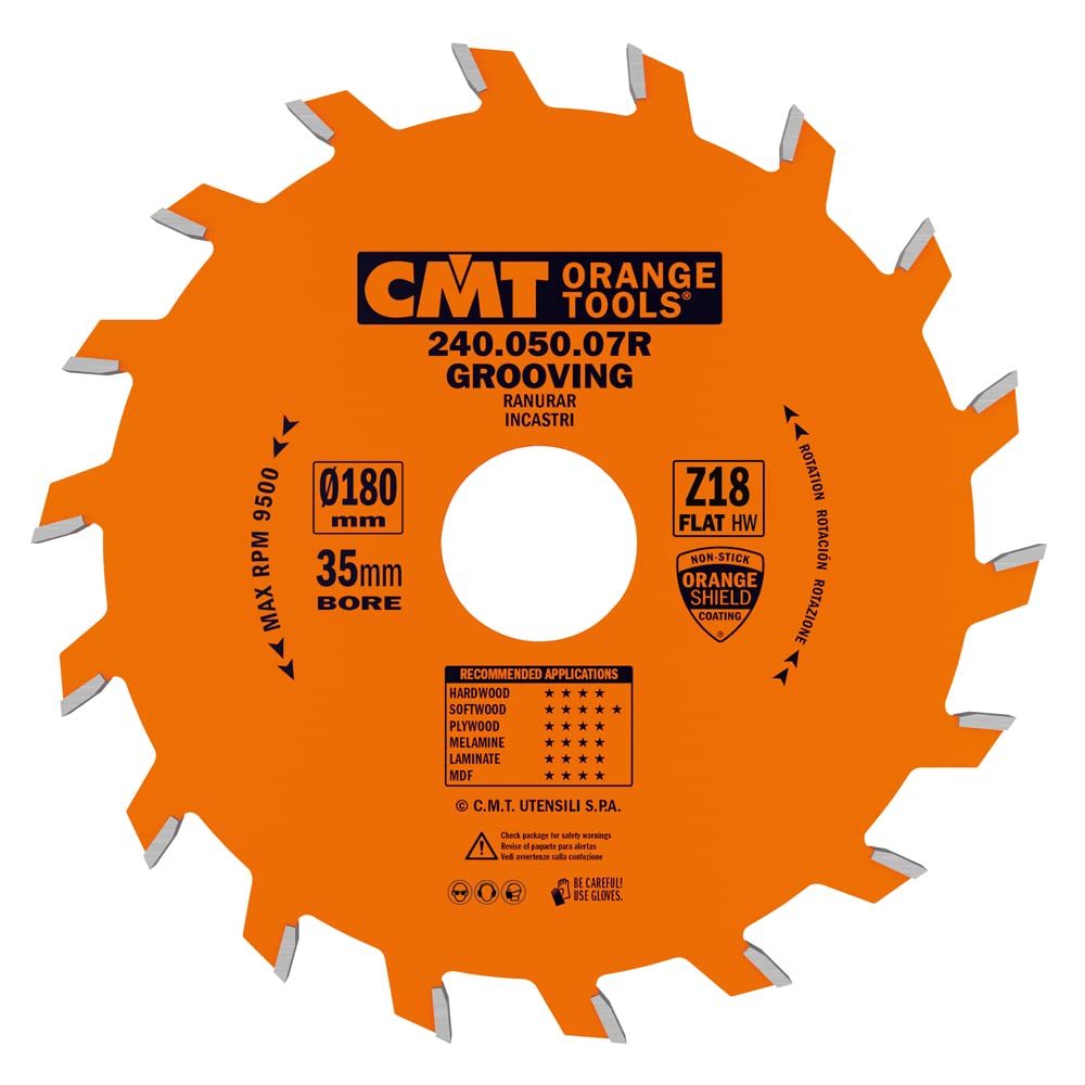 CMT Orange Tools 240.050.07R - Grooving Saw Blade D=180X5X35 Z=18 Flat