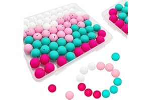 ROBBEAR 70pcs Silicone Beads,15mm Silicone Beads Kit for Keychain, Braceclet, Necklace Making, Loose Round Silicone Beads for DIY Jewelry Making, Round Silicone Beads Classic Matching Mixed Color